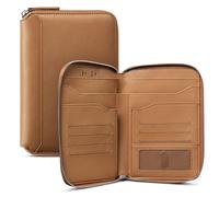 VULKIT Leather Family Passport Holder for 4-6 Passports, Premium Document Organizer Case Large Travel Wallet for Couples and Families, Holds Passports, Cards, Tickets, ID, Cash,Pen, Sim Card