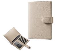 VULKIT Leather Passport Wallet for 2 Passports Slim Double Passport Holder RFID Blocking Passport Travel Wallet with ID Window for Women