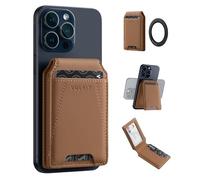 VULKIT Magnetic Wallet with Adapted Magnetic Ring, RFID Leather Card Wallet with 4 Card Slots Compatible with Magsafe Accessories, for iPhone 15/14/13/12 Series, Samsung Galaxy & Other Smartphones