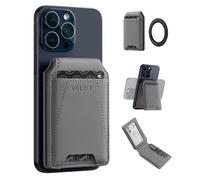 VULKIT Magnetic Wallet with Adapted Magnetic Ring, RFID Leather Card Wallet with 4 Card Slots Compatible with Magsafe Accessories, for iPhone 15/14/13/12 Series, Samsung Galaxy & Other Smartphones