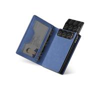 VULKIT Men's Card Holder for Max. 10 Cards with Sliding Credit Card Ejector RFID Blocking, Zipper Coin Pocket, ID Window and 3 Card Slots, Magnetic Closure, Blue