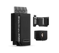 VULKIT Mens Wallet for Max.12 Cards with Pop-Up Credit Card Ejector Case, ID Window, Cash/Bills Compartment and Coin Pocket, Hook and Loop Tape Closure, Giftbox Packed, Black Oxford Fabric