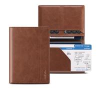 VULKIT Passport Holder for Travel, RFID Blocking Passport Cover, Slim Travel Wallet for Men & Women, Cognac Brown