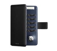 VULKIT Passport Holder Travel Wallet and Document Holder Compatible with Airtag Passport Wallet RFID Blocking Bifold Passport Cover for Men or Women, Black Navy