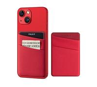 VULKIT Phone Sticker Card Holder Slim Elastic Adhesive Card Holders for Phone Case Credit Card Sleeves Sticker On Smartphone for Men or Women, Red