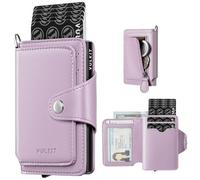 VULKIT Pop Up Card Holder Wallet for Women with Zipper Coin Pocket, RFID Blocking Credit Card Case, Holds 8+ Cards, Cash Compartment, ID Window