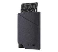 VULKIT Pop up Card Wallet Genuine Leather RFID Blocking Slim Aluminum Metal Bank Card Holder Case with Business Money Pocket for Credit Cards Notes and Coins