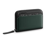 VULKIT RFID Blocking Credit Card Holder, Leather Business Card Holder Case, Minimalist Zipper Wallet, Pine Green
