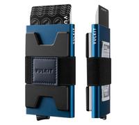 VULKIT RFID Blocking Credit Card Holder Wallet for Men, Aluminum Expandable Backplate, Slim Minimalist Metal Pop Up Wallet, Holds 15+ Cards & Cash, Navy