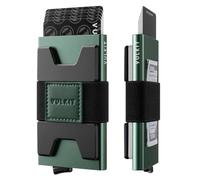VULKIT RFID Blocking Credit Card Holder Wallet for Men, Aluminum Expandable Backplate, Slim Minimalist Metal Pop Up Wallet, Holds 15+ Cards & Cash, Midnight Green