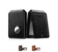 VULKIT RFID Blocking Wallet for Men with AirTag Holder (Not Include AirTag), Slim Bifold Wallet with ID Window, Black