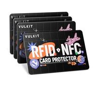 VULKIT RFID/NFC Blocking Cards - 4 Pack, Ultra Thin Credit Card Protector, Contactless Cards Protecor, Premium NFC Blocker, for Credit Cards, ID Cards, Passports, Wallet