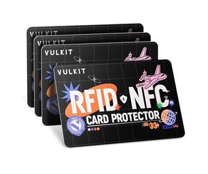 VULKIT RFID/NFC Blocking Cards - 4 Pack, Ultra Thin Credit Card Protector, Contactless Cards Protecor, Premium NFC Blocker, for Credit Cards, ID Cards, Passports, Wallet
