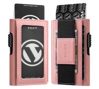 VULKIT Slim Card Holder for Max. 8 Cards with Pop-Up Credit Card Ejector RFID Blocking, ID Window and Elastic Strap for Bills or Keyring, Gift Box Packed, Pink