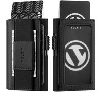 VULKIT Slim Card Holder for Max. 8 Cards with Pop-Up Credit Card Ejector RFID Blocking, ID Window and Elastic Strap for Bills or Keyring, Gift Box Packed, Black