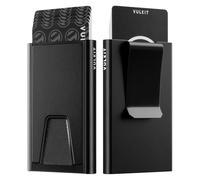 VULKIT Slim Card Holder with Money Clip, Aluminum POP UP Credit Card Wallet RFID Blocking, Black