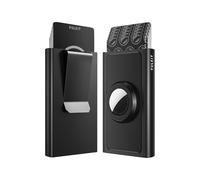VULKIT Slim Card Wallet with Airtag Holder and Money Clip, Aluminium Pop Up Credit Card Holder RFID Blocking, Black