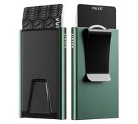 VULKIT Slim Card Wallet with Money Clip, Aluminum POP UP Credit Card Holder RFID Blocking, Green