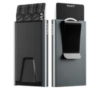 VULKIT Slim Card Wallet with Money Clip, Aluminum POP UP Credit Card Holder RFID Blocking, Grey