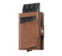 VULKIT Wallet for Men with Pop Up Card Holder 10-12 Cards, Trifold RFID Blocking Credit Card Wallet with ID Window, Cash Slot, Zip Coin Pocket, Minimalist Smart Compact Metal Aluminum Card Case
