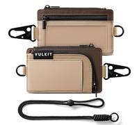 VULKIT Water-Resistant Keychain Lanyard Wallet for Men and Women, Outdoor Zip Pouch Wallet with Clear ID Window, Travel Anti-Theft Neck Pouch for Hiking, Fishing and Outdoor Activities, Sierra Sand