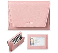 VULKIT Women Wallets, Credit Card Holder with Clear ID Window on The Back, RFID Blocking Card Wallet, One Large Pocket for Cash, Coins, and Cards, Dusty Pink