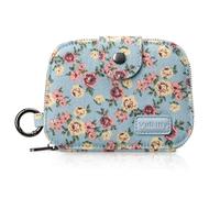 Vulkitty Cotton Purses for Women RFID Blocking Bifold Wallet Zip-Around Coin Purse Small Compact Wallet with ID Window & Keychain
