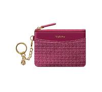 Vulkitty Small Coin Purse RFID Card Holder for Women with Key Ring Mini Card Wallet Zipped Change Pouch Slim Ladies Wallet Credit Card Wallet for Girls, Wine
