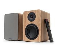 VULKKANO A4 ARC MKII Bookshelf Speakers with 4" Woofer, Bluetooth 5.0, HDMI ARC, Optical, RCA, USB, with Subwoofer Output, Studio Monitors with Elegant Design, Brown