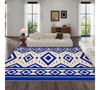 VULORA Aztecs Rug 3D, Navajo Ethnic Style Blue Area Rug 50x80cm Non-Slip Washable Living Room Carpet Soft Floor Mat for Bedroom Dining Room Kitchen Entryway Hallway Parties Home Decor 3Q1001