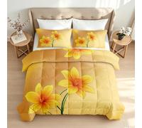 VULORA Coverless Duvet Small Double Yellow Flower Comforter Set Summer