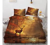 VULORA Deer Forest Duvet Cover Set Double Animal Bedding Set for Kids Boys Girls Teens Soft Microfiber Comforter Cover with Zipper Closure 3Pcs 1 Quilt Cover+2 Pillowcase 50x75cm R1707