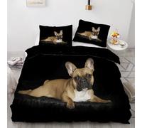 VULORA Duvet Cover Set Dog 3D Printed Animal Bedding Set Double 200x200 cm Soft Microfiber Comforter Cover 3 Pieces with 2 Pillowcase 50x75cm for Childrens Adults J902