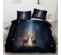 VULORA Forest Deer Duvet Cover Set Single Animal Bedding Set for Kids Boys Girls Teens Soft Microfiber Comforter Cover with Zipper Closure 3Pcs 1 Quilt Cover+2 Pillowcase 50x75cm R1702