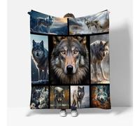 VULORA Gray Wolf Throw Blanket Animal Super Soft Warm Flannel Blanket Cozy Fluffy Microfiber Thick Sofa Bed Throw Single for Kids Girls Boy Winter 100x130 cm R2