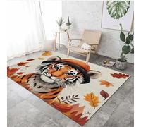 VULORA Tiger Rug 3D, Maple Leaves Interesting Area Rug 80x150cm Non-Slip Washable Living Room Carpet Soft Floor Mat for Bedroom Dining Room Kitchen Entryway Hallway Parties Home Decor 2Q1235