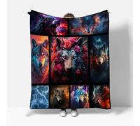 VULORA Wolf Throw Blanket Animal Super Soft Warm Flannel Blanket Cozy Fluffy Microfiber Thick Sofa Bed Throw Single for Kids Girls Boy Winter 100x130 cm R26