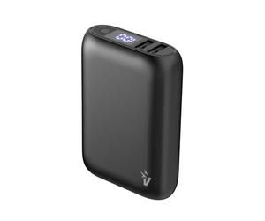 VulTech Power Bank VPB-WP10BK 10000mAh 3.7V 37Wh 2x USB-A + Type-C Powerbank Portable Charger Lightweight Fast 3 Charging Ports, LCD with Residual Capacity for iPhone Samsung Xiaomi