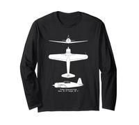 Vultee P-66 Vanguard WWII Fighter Aircraft Silhouettes Long Sleeve T-Shirt