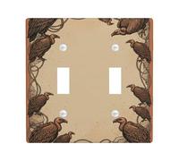 Vultures Double Light Switch Cover Plate, Rustic Vintage Rope Desert None Brown Plastic Standard Size Toggle Light Switch Cover for Bedroom Bathroom Kitchen Entrance Decor