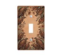 Vultures Single Light Switch Cover Plate, Vintage Nature-Inspired Flowers Leaves Fall Brown Plastic Standard Size Wall Switch Plates Accents for Bedroom Bathroom Kitchen Entrance Decor (Single)