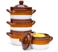 Vumdua French Onion Soup Bowls with Lids and Handles, 16 oz Ceramic Soup Crocks for Chilli, Cereal, Cereal, Pot Pies - French Onion Soup Crocks, Oven, Broil & Dishwasher Safe, Set of 4