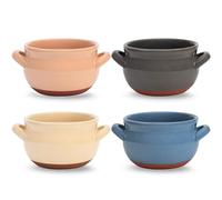 Vumdua Soup Bowls with Handles, 16 Oz Ceramic French Onion Soup Bowls - Stackable Oven Safe Bowls Serving Crocks for Soup, Cereal, Chilli, Pot Pies, Set of 4, White (Multicolor, 16 oz)