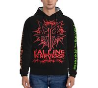 VUMXWRWBM Men's In Reverse Rock Band Falling Hoodies Stylish Printed Pullover Hoodie Versatile For Commuting, Streetwear Sports In Autumn And Winter Multicolor XL