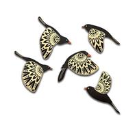 Vumyhuby 5 Pcs Black Wooden Bird Wall Art | Rustic Folk Art Wall Decor for Indoor Use | Handcrafted Wood Flying Birds Wall Hangings for Living Room, Bedroom, Kitchen, Office | Scandinavian Home Decor
