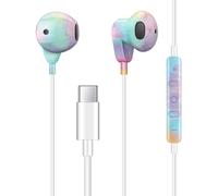 Vunake USB C Earphones for Samsung S24 A53 A33 A54 A34 S21, In-Ear Earphones USB Type C Wired Earbuds Noise Cancelling Headphones with Microphone for Mi 12T Pixel 6a 7a, Colourful