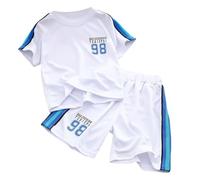 Vuncio Clothing Kids Boys Set Fashion Lightweight Tracksuit Full Set Teenage Boys 2 Piece Summer Short Sleeve T Shirts and Shorts Cute Casual Jogging Athletic Age 1-14 Years (White, 10-11 Years)