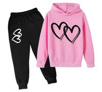 Vuncio Girls Tracksuit Set Kids Age 3-14 Years Long Sleeve Hooded Sweatshirt and Pants Outfits Sets for Girls Fashion Winter Spring Cute School Casual Jogging Athletic Sport Streetwear (9-10Years)