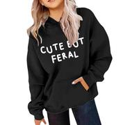 Vuncio Kids Hoodies Girls Age 3-14 Years Trendy Graphic Cute But Feral Sweatshirt Hoody for Girls Winter Long Sleeve Cartoon Oversized Casual Athletic Pullover Tops (Black, 3-4 Years)