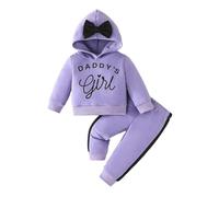 Vuncio Toddler Baby Clothing Girls Set Daddy's Girl Winter Fall Long Sleeve Hooded Sweatshirt and Pants Tracksuit Girls Comfy Cute Fashion Casual Jogging Sportswear Age 6-36 Months